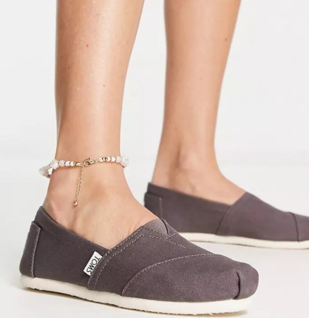 Toms Alpargata Espadrille Flats Womens US 9 UK 7 EU 40 Ash Slip On Cotton Canvas